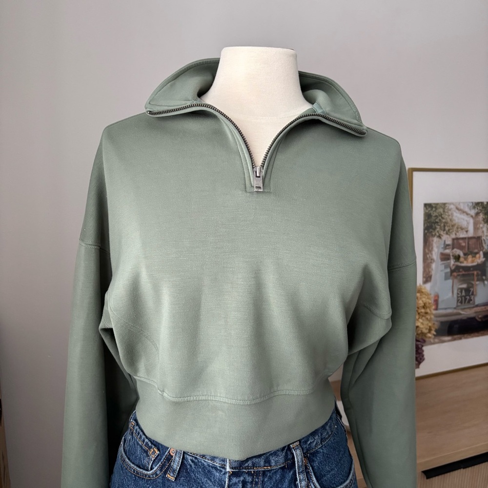 Women's Green Half-Zip Top -Size S